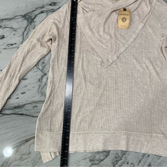 NEW Democracy Ribbed Asymmetrical Sweater – Size L – Beige Knit Pullover - Picture 6 of 10